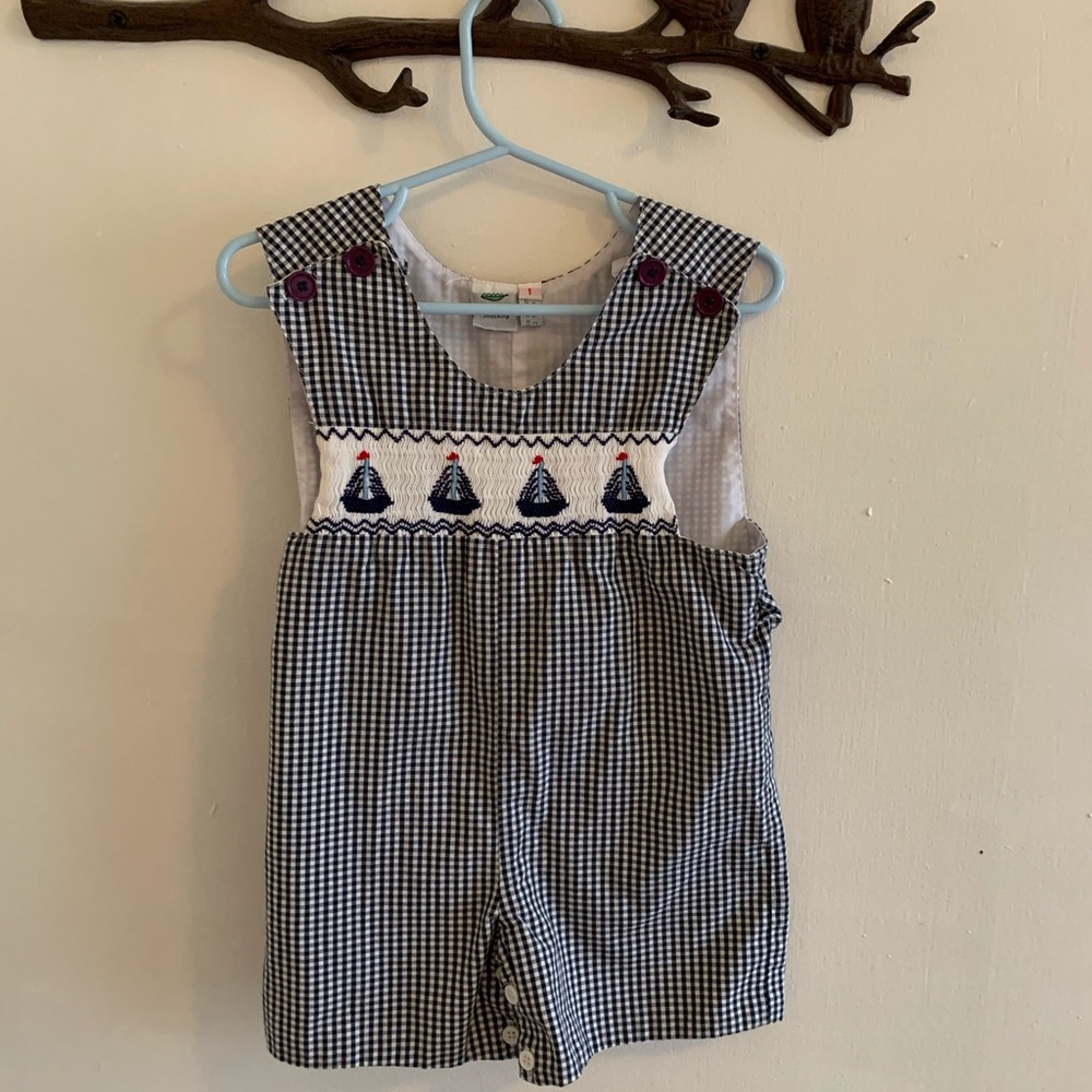 Smocked Sailboat Shortall